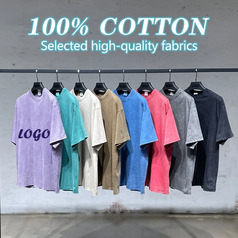 High Quality Plain Black Tee Custom Logo Heavy Weight Washing T Shirt Loose Oversize Hip Hop Unisex Short Sleeve Men's Tshirt